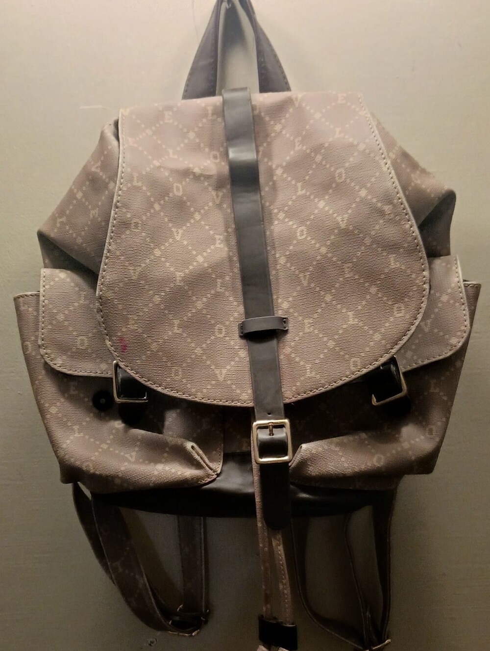 Beige Patterned Women's Backpack - Picture 3 of 3